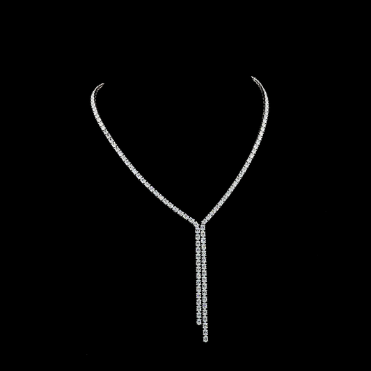 13.74 CTTW Oval Lab Diamond Lariat Necklace 16.5" (E Color and VS2 Clarity)