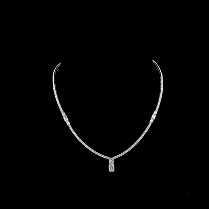 7.32 CTTW MIX Lab Diamond Special Necklace 16" 14k White Gold (E Color and VS2 Clarity)