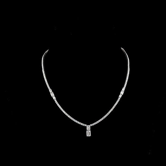 7.32 CTTW MIX Lab Diamond Special Necklace 16" 14k White Gold (E Color and VS2 Clarity)