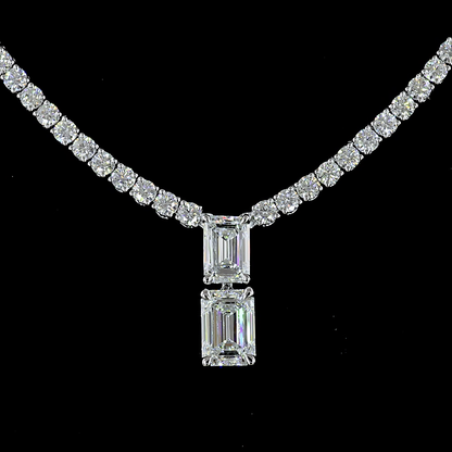 7.32 CTTW MIX Lab Diamond Special Necklace 16" 14k White Gold (E Color and VS2 Clarity)