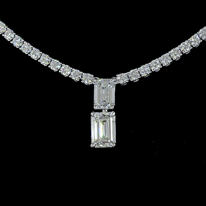 7.30 CTTW MIX Lab Diamond Special Necklace 16.5" 14k White Gold E Color and VS2 Clarity jewelry-spot-usa