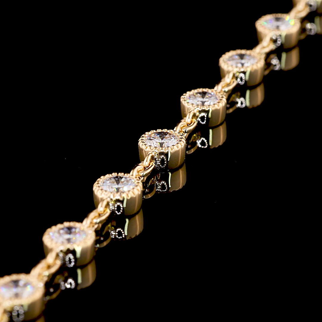 14.06 CTTW Round Lab Diamond Double Strand Station Necklace 36" 18k Yellow Gold (F Color and VS2 Clarity)