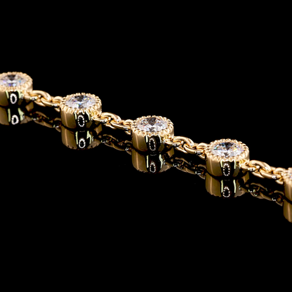 14.06 CTTW Round Lab Diamond Double Strand Station Necklace 36" 18k Yellow Gold (F Color and VS2 Clarity)