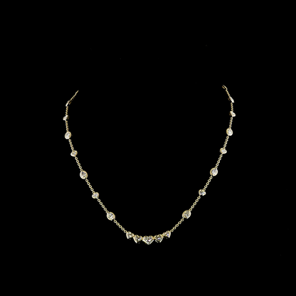 4.57 CTTW MIX Lab Diamond Station Necklace 16.5" (E Color and VS1 Clarity)