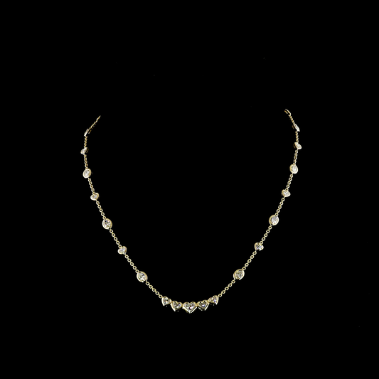4.57 CTTW MIX Lab Diamond Station Necklace 16.5" (E Color and VS1 Clarity)