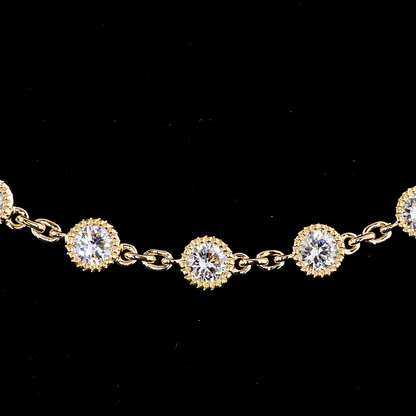 14.36 CTTW Round Lab Diamond Double Strand Station Necklace 36" 14k Yellow Gold F Color and VS2 Clarity jewelry-spot-usa