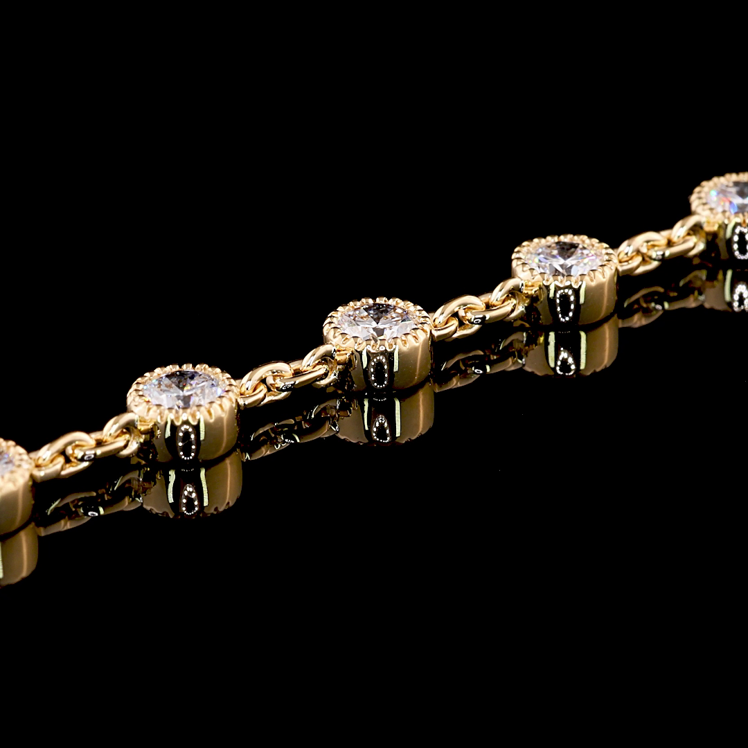14.36 CTTW Round Lab Diamond Double Strand Station Necklace 36" 14k Yellow Gold F Color and VS2 Clarity jewelry-spot-usa