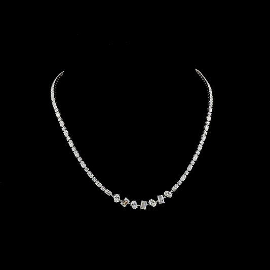 9.90 CTTW MIX Lab Diamond Tennis Necklace 16.5"
