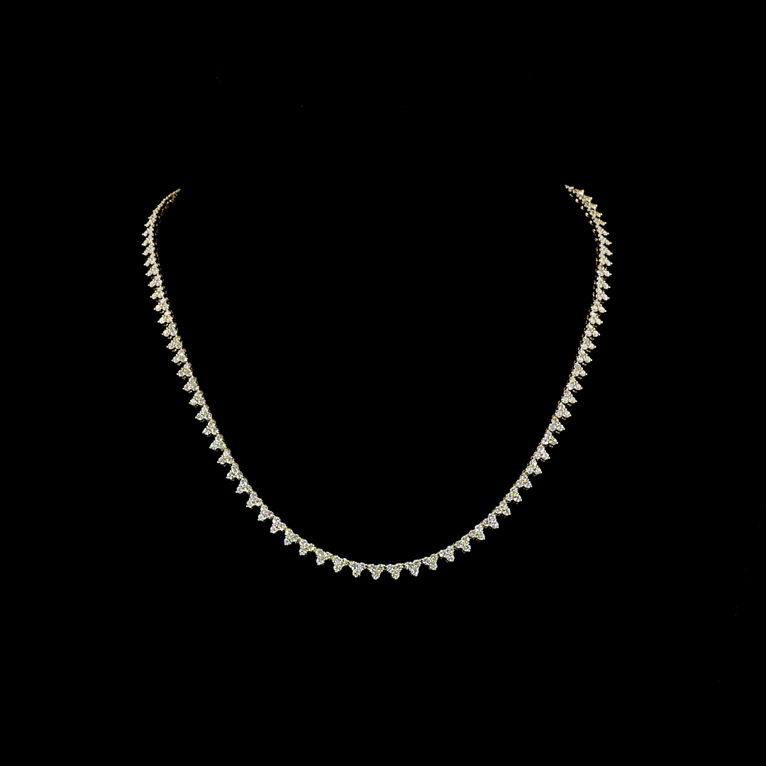 6.16 CTTW Round Lab Diamond Tennis Necklace 16.5" (F Color and VS2 Clarity)