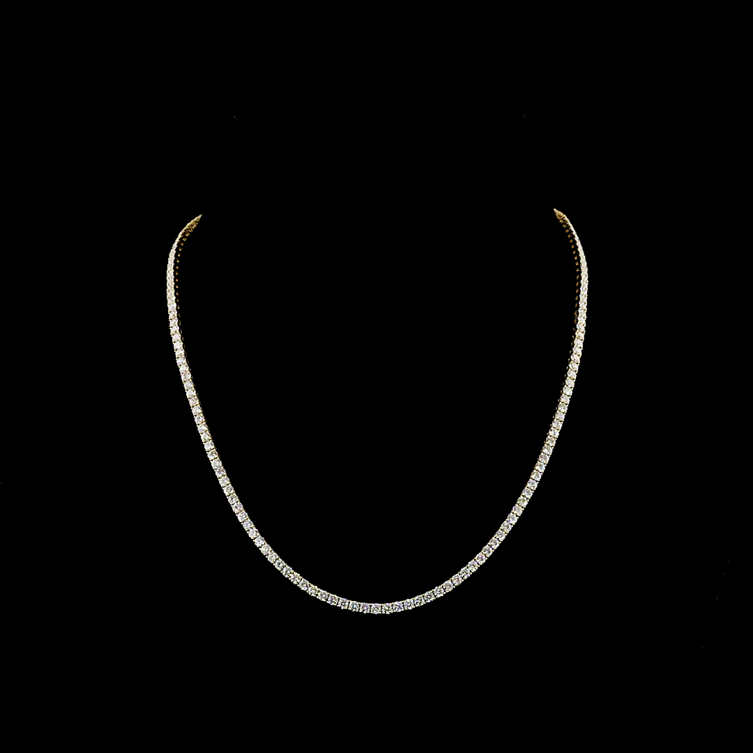 9.37 CTTW Round Lab Diamond Tennis Necklace (E Color and VS Clarity)