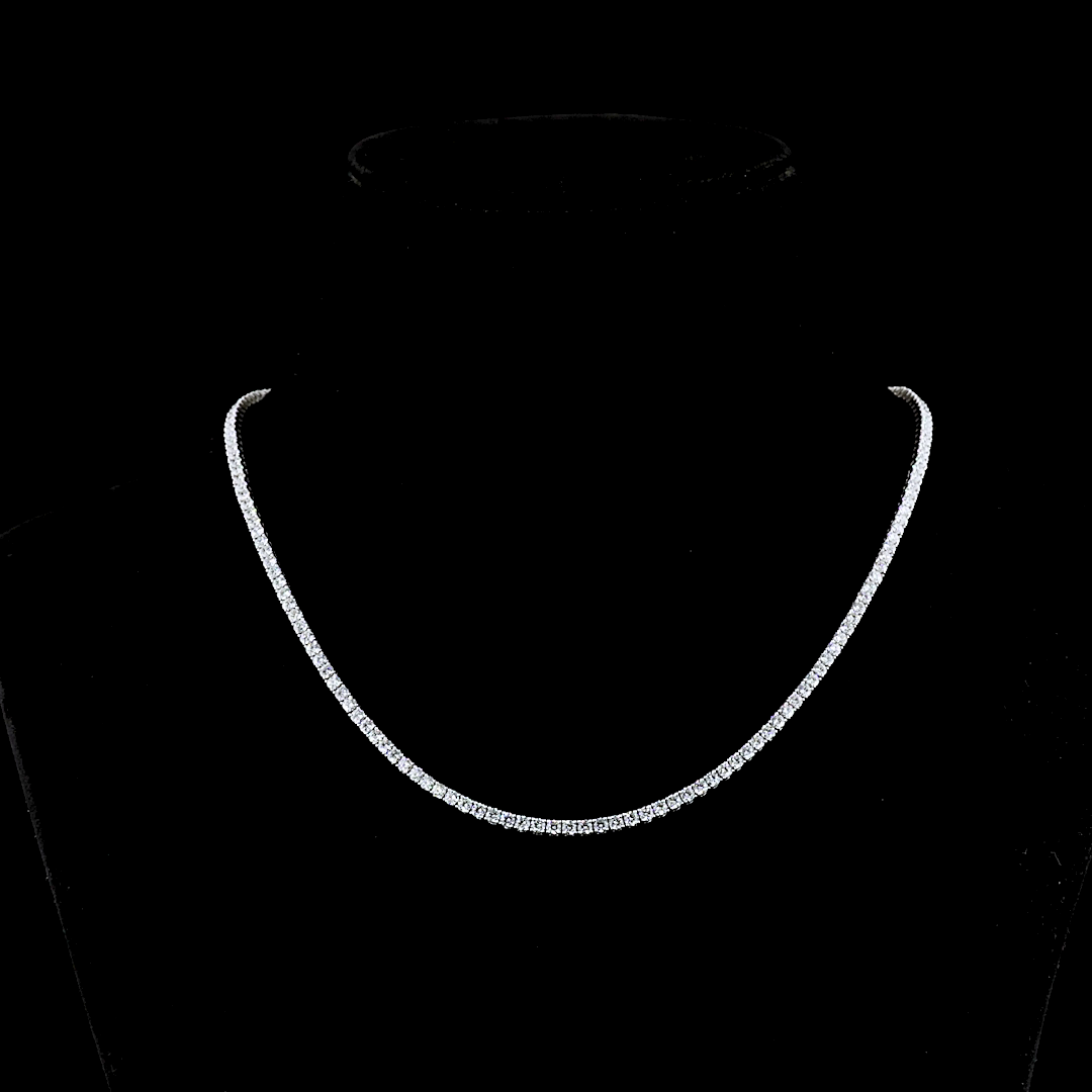 8.08 CTTW Round Lab Grown Diamond Tennis Necklace 16.5"