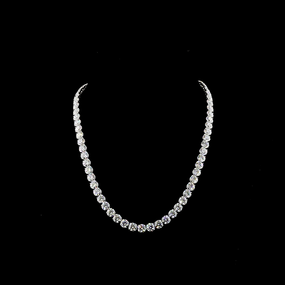 68.71 CTTW Round Lab Diamond Tennis Necklace (F Color and VS1 Clarity)