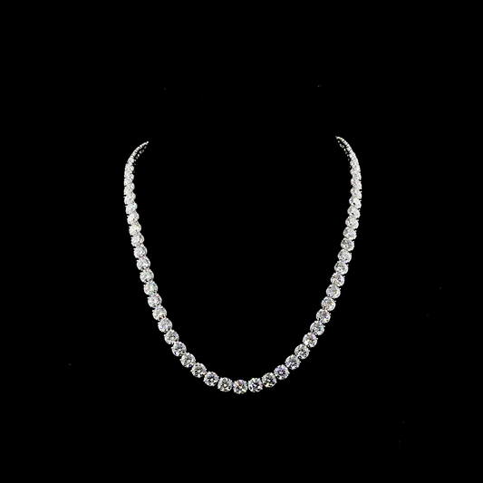 68.71 CTTW Round Lab Diamond Tennis Necklace (F Color and VS1 Clarity)