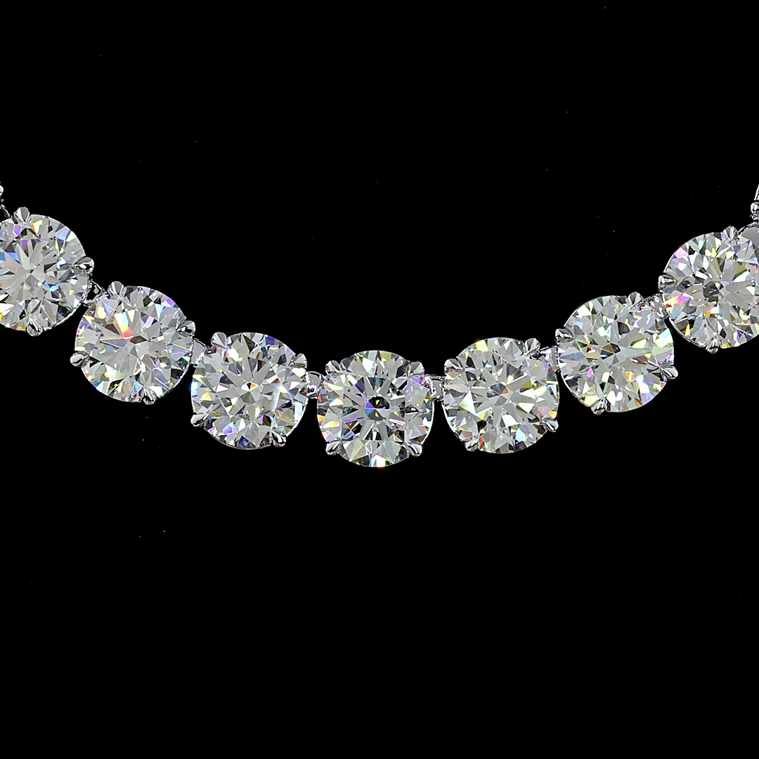 68.71 CTTW Round Lab Diamond Tennis Necklace (F Color and VS1 Clarity)