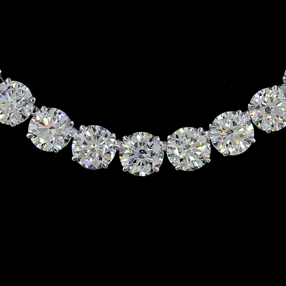 68.71 CTTW Round Lab Diamond Tennis Necklace (F Color and VS1 Clarity)