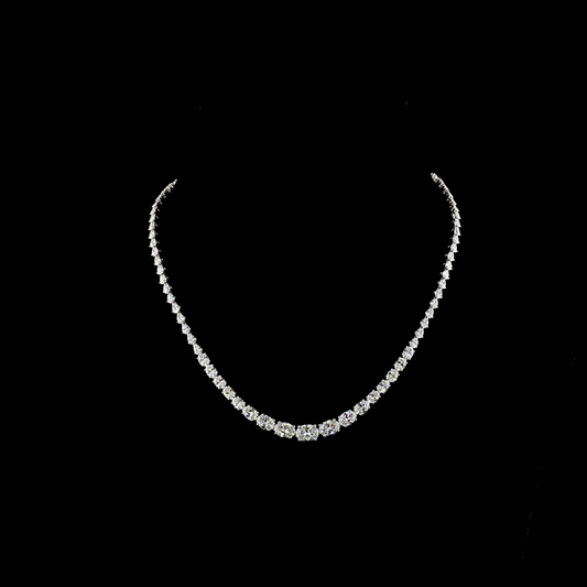 12.12 CTTW Oval Lab Diamond Riviera Necklace (E Color and VVS2 Clarity)