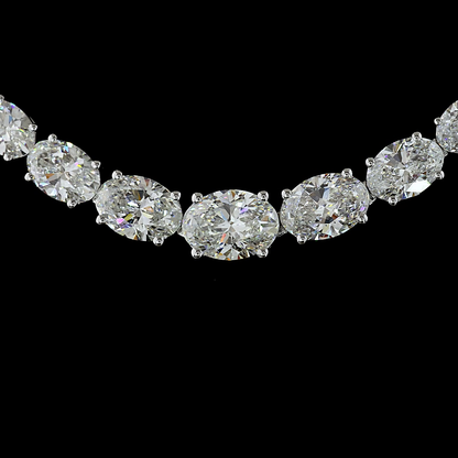 12.12 CTTW Oval Lab Diamond Riviera Necklace (E Color and VVS2 Clarity)