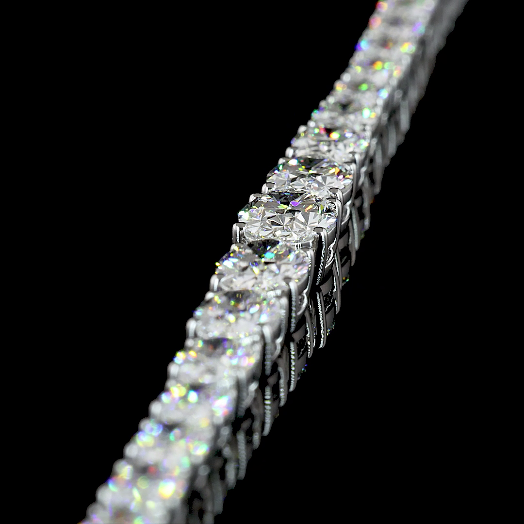 12.12 CTTW Oval Lab Diamond Riviera Necklace (E Color and VVS2 Clarity)