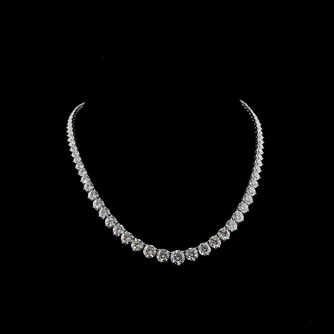 40.00 CTTW Round Lab Diamond Riviera Necklace (E Color and VS1 Clarity)
