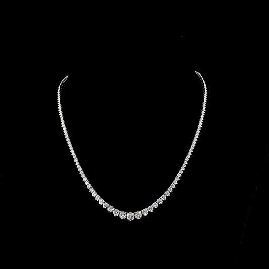9.89 CTTW Round Lab Diamond Riviera Necklace (E Color and VS Clarity)