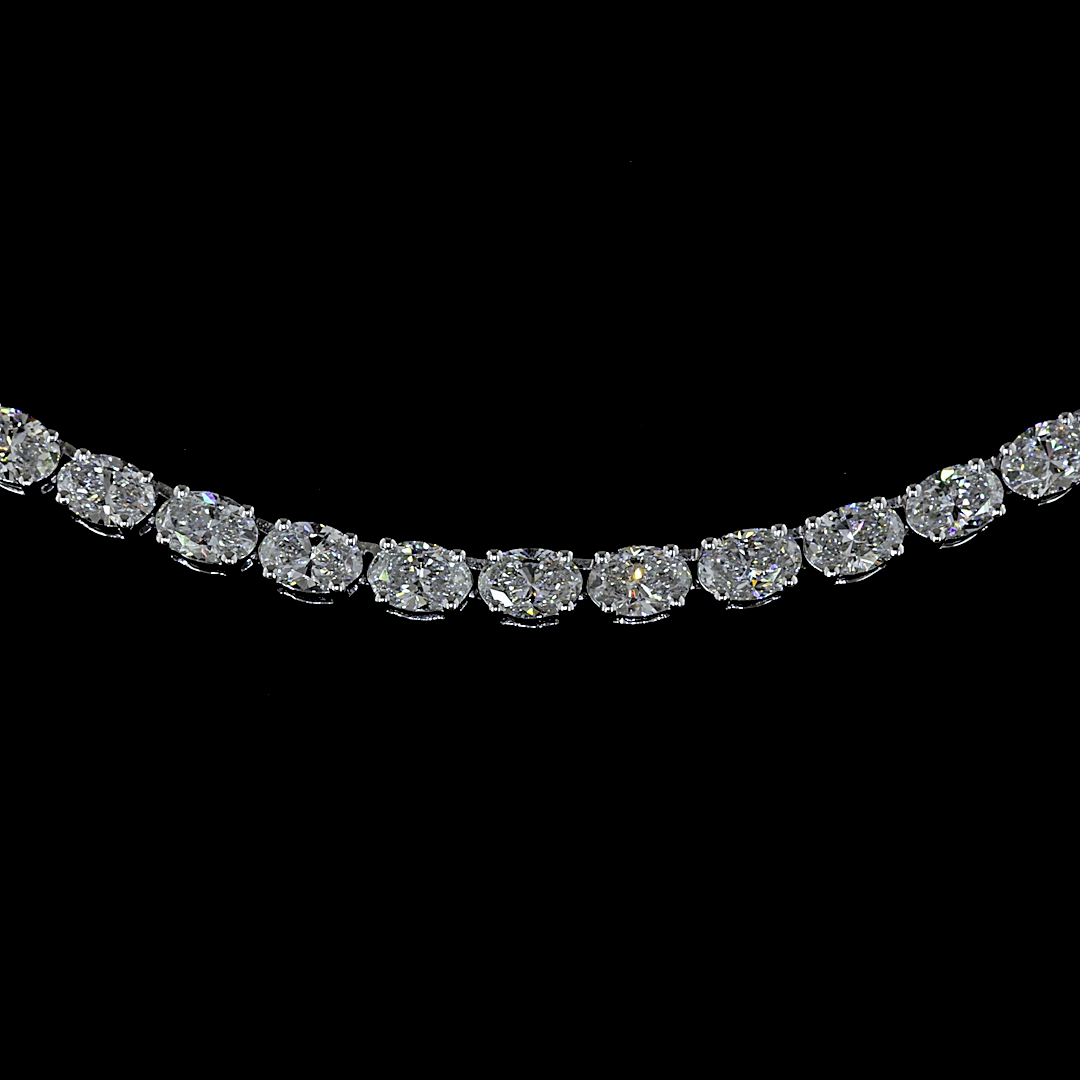 10.21 CTTW Oval Lab Diamond Tennis Necklace (E Color and VS Clarity)