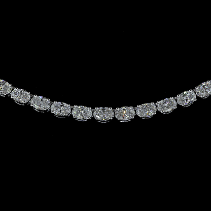 10.21 CTTW Oval Lab Diamond Tennis Necklace (E Color and VS Clarity)