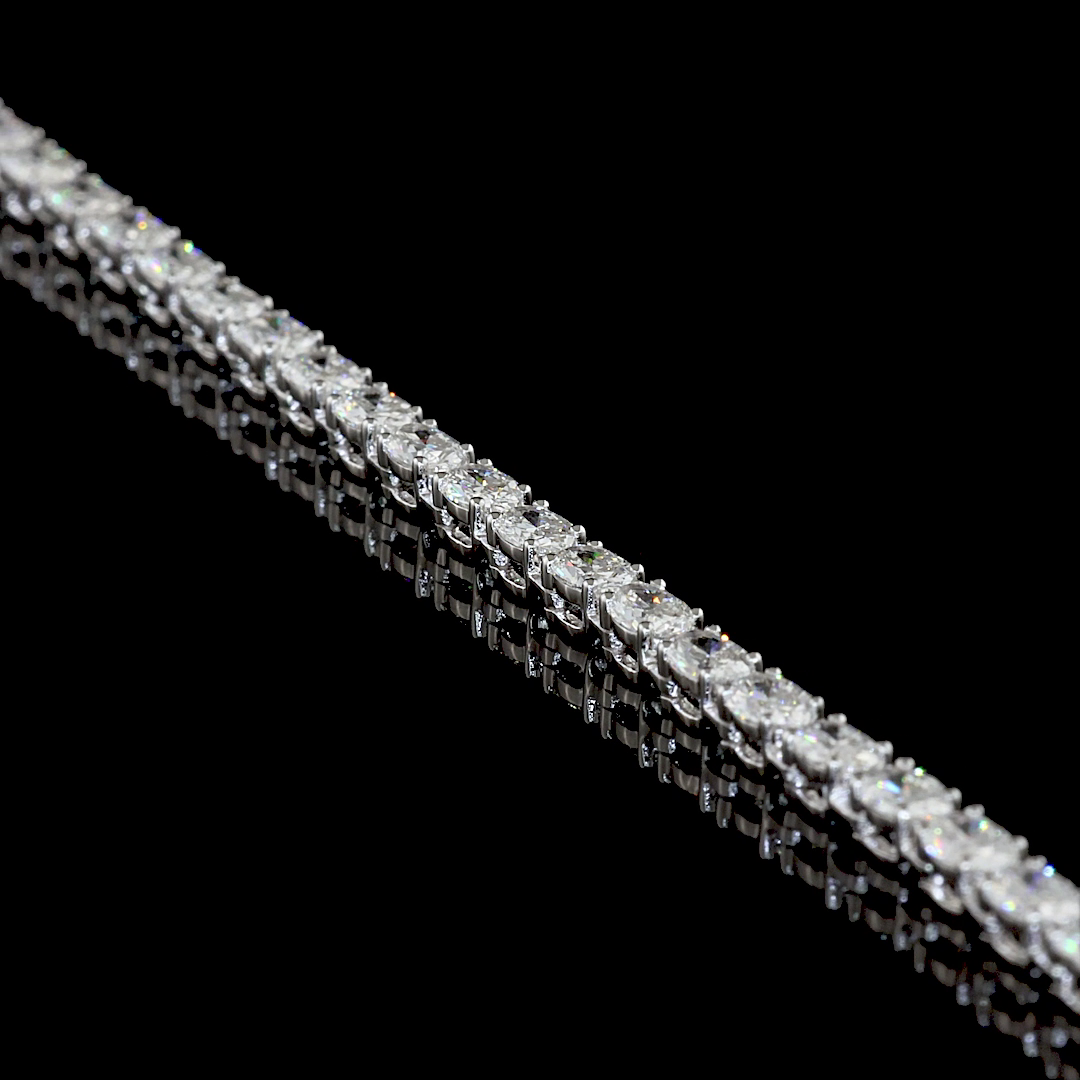 10.21 CTTW Oval Lab Diamond Tennis Necklace (E Color and VS Clarity)