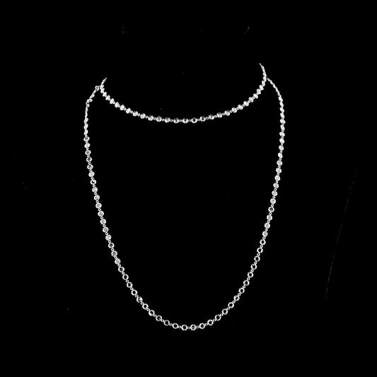 17.47 CTTW Rose Cut Lab Grown Diamond Tennis Necklace 32" (E Color and VS Clarity)