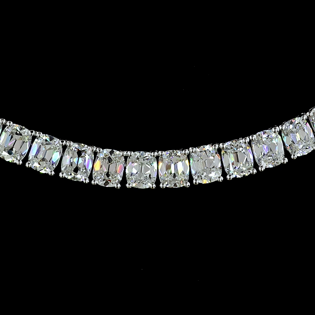 17.38 CTTW Antique Cushion Lab Diamond Tennis Necklace (E Color and VS Clarity)
