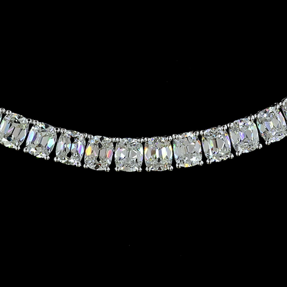 17.38 CTTW Antique Cushion Lab Diamond Tennis Necklace (E Color and VS Clarity)