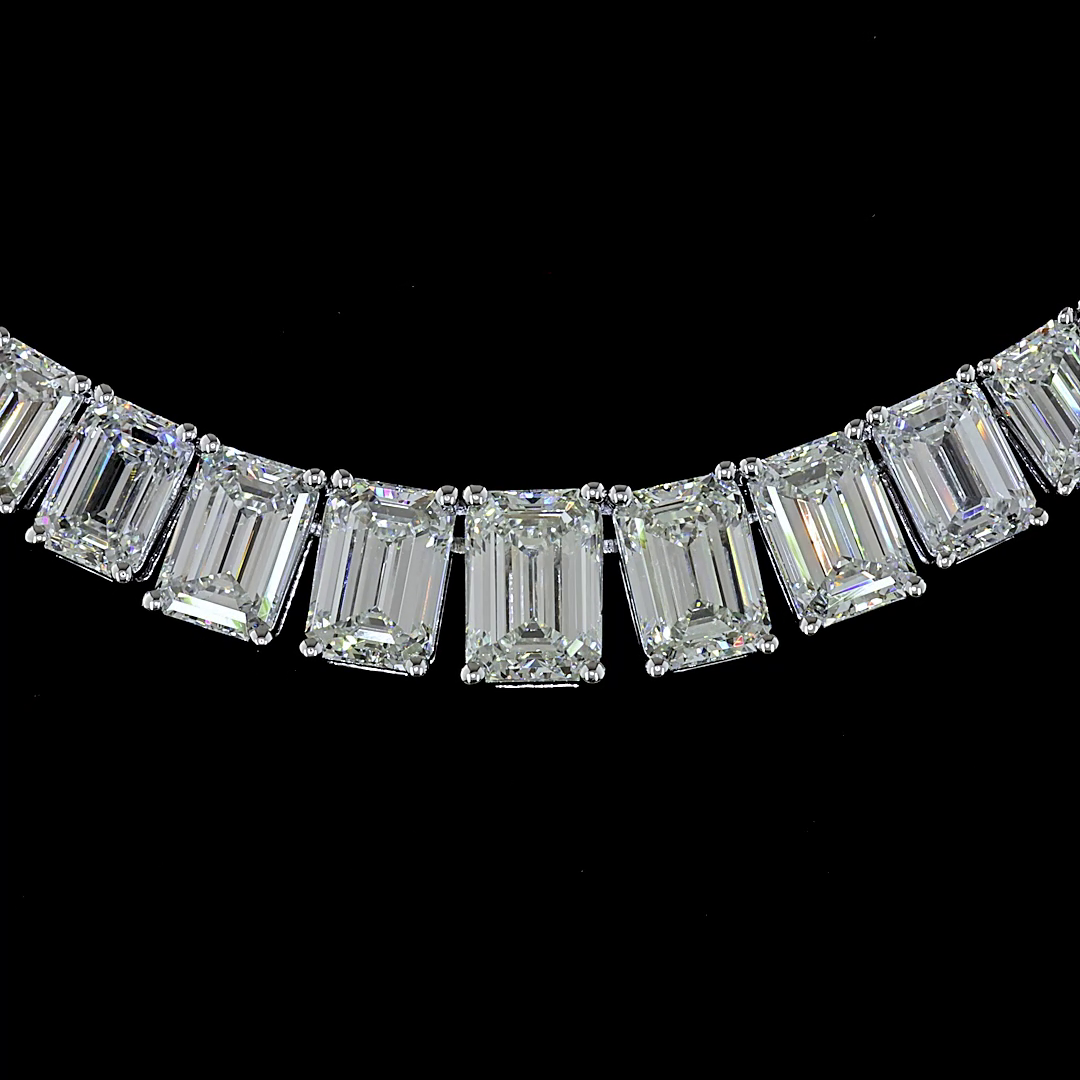 20.69 CTTW Emerald Lab Diamond Riviera Necklace (E Color and VS/VS2 Clarity)