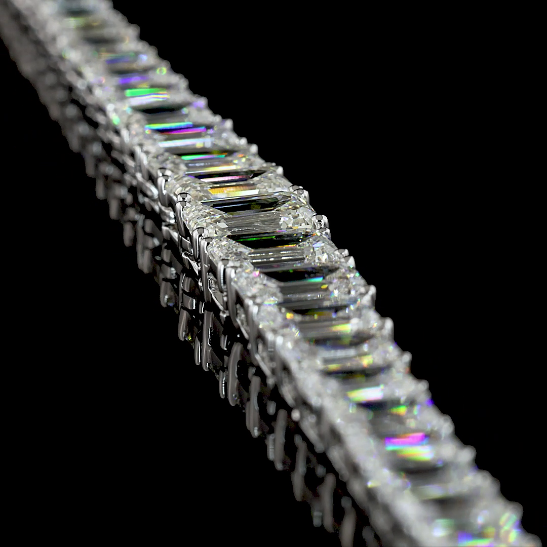 20.69 CTTW Emerald Lab Diamond Riviera Necklace (E Color and VS/VS2 Clarity)