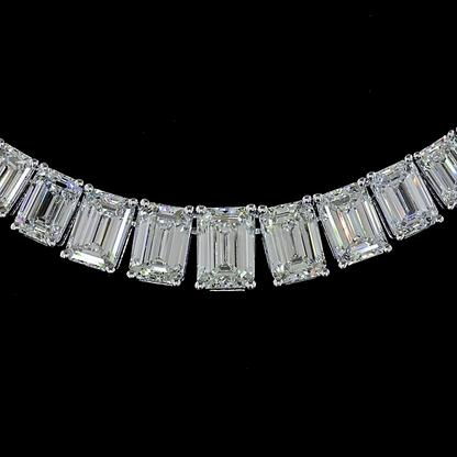 20.43 CTTW Emerald Lab Diamond Tennis Necklace (E Color and VS Clarity)