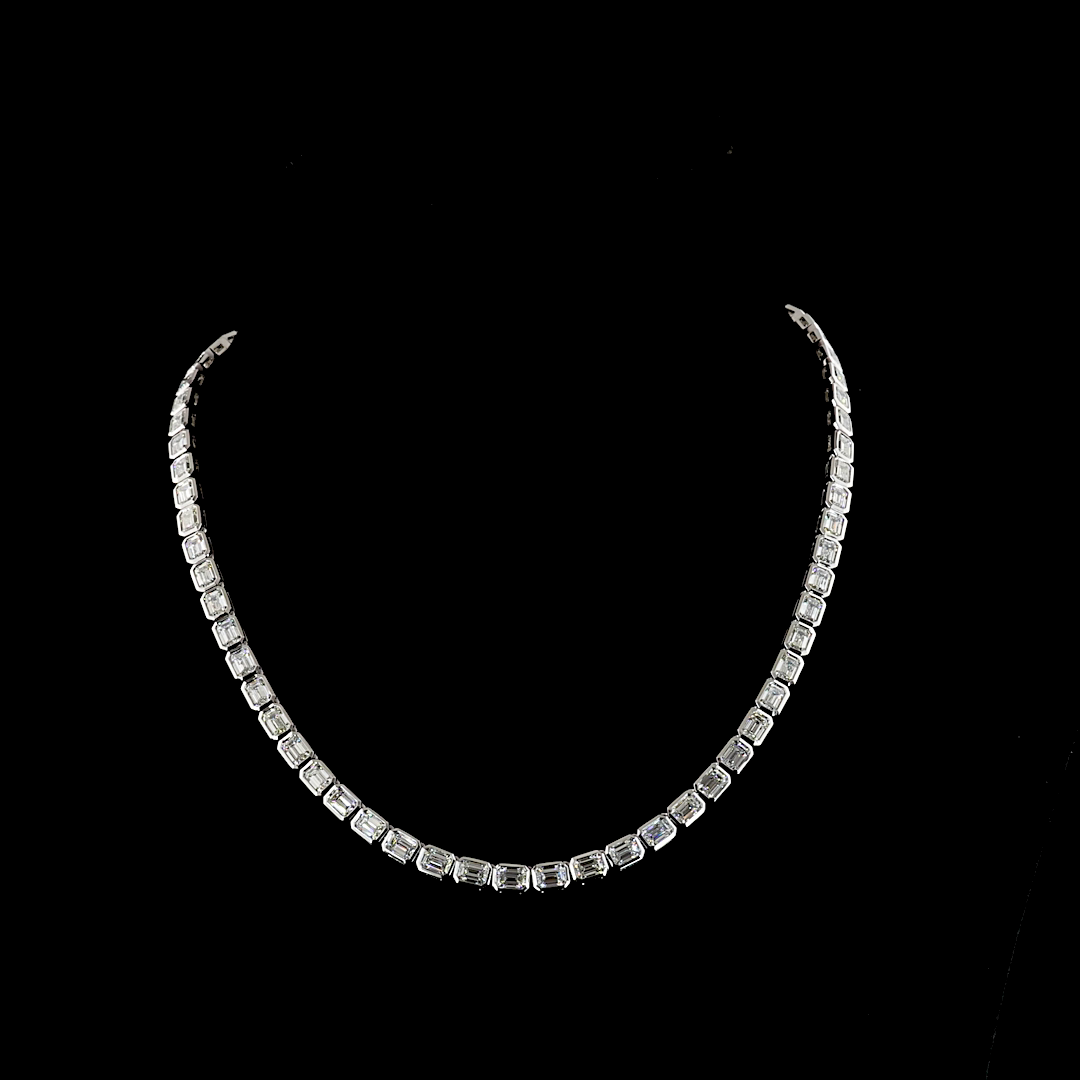 20.26 CTTW Emerald Lab Diamond Tennis Necklace (E Color and VS Clarity)
