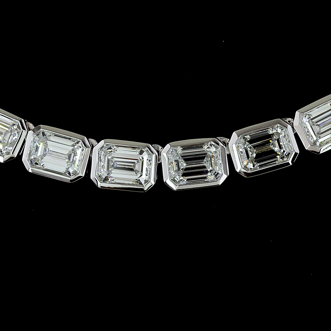 20.26 CTTW Emerald Lab Diamond Tennis Necklace (E Color and VS Clarity)