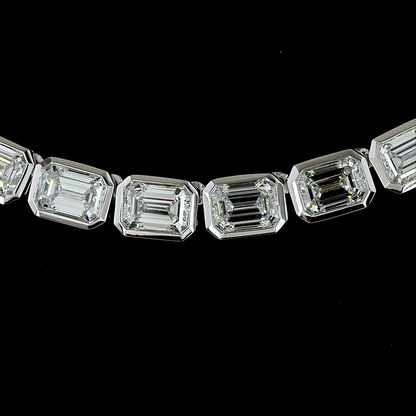 20.26 CTTW Emerald Lab Diamond Tennis Necklace (E Color and VS Clarity)