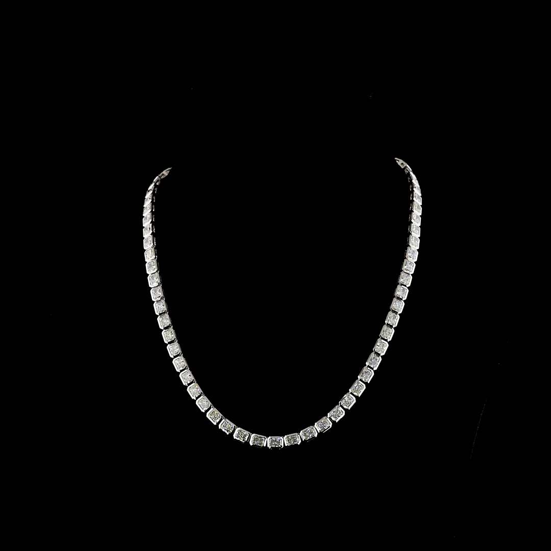 28.13 CTTW Radiant Lab Diamond Tennis Necklace (F Color and VS1 Clarity)
