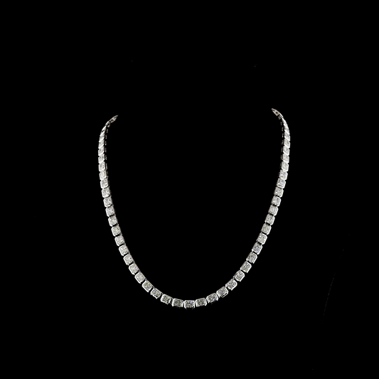 28.13 CTTW Radiant Lab Diamond Tennis Necklace (F Color and VS1 Clarity)