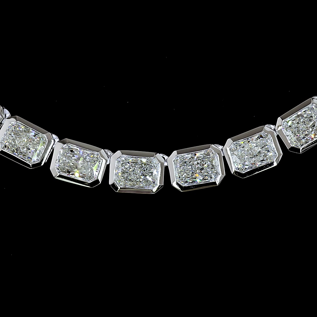 28.13 CTTW Radiant Lab Diamond Tennis Necklace (F Color and VS1 Clarity)