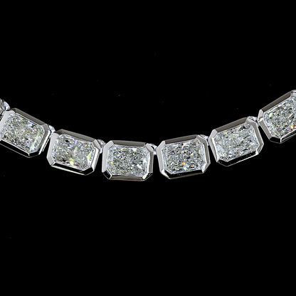 28.13 CTTW Radiant Lab Diamond Tennis Necklace (F Color and VS1 Clarity)