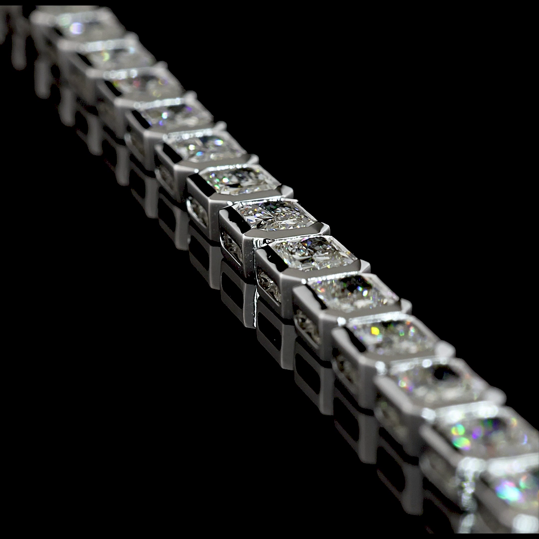 28.13 CTTW Radiant Lab Diamond Tennis Necklace (F Color and VS1 Clarity)