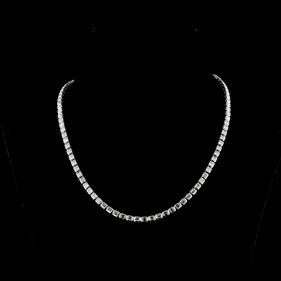 14.52 CTTW Emerald Lab Grown Diamond Tennis Necklace 18" (F Color and VS1 Clarity)