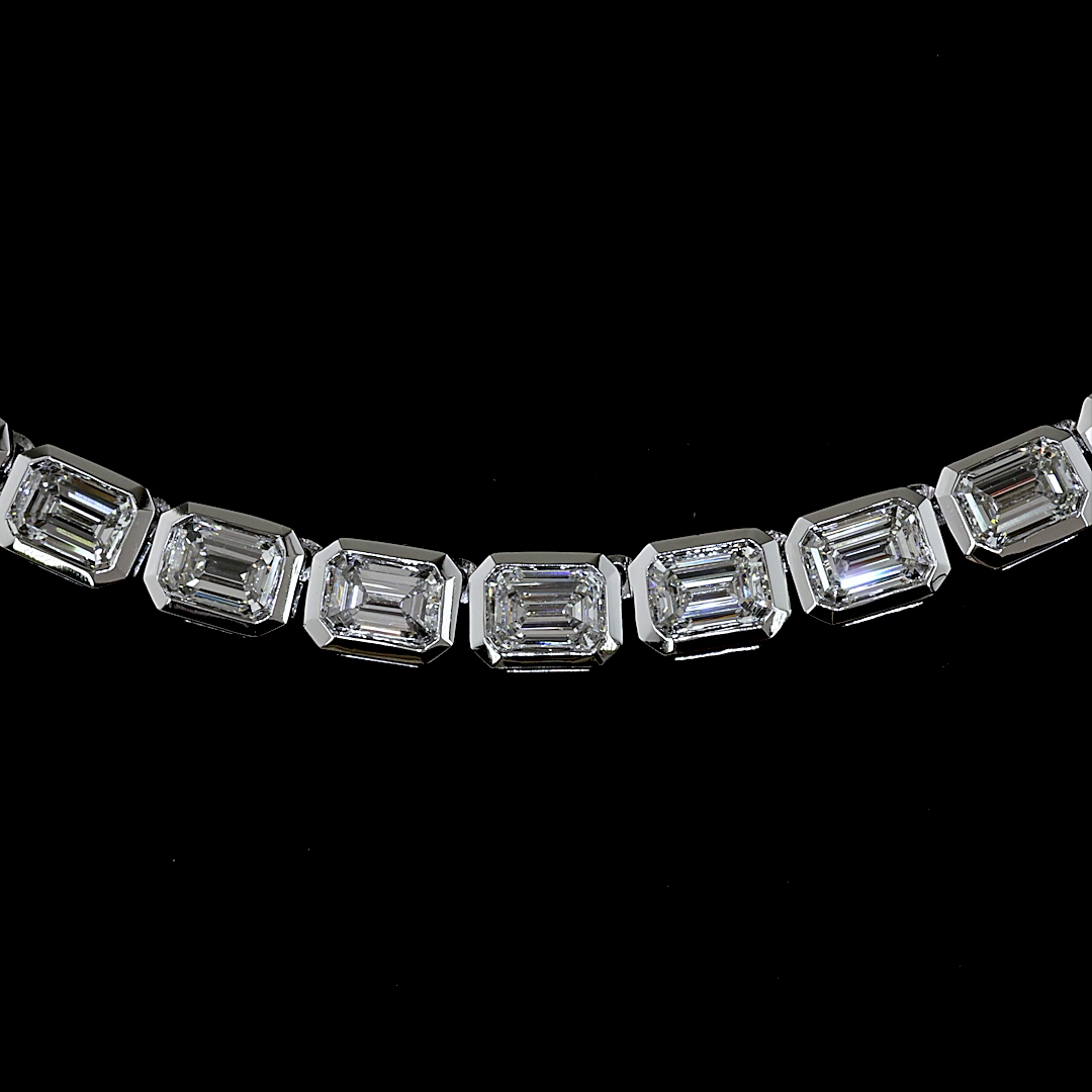 14.52 CTTW Emerald Lab Grown Diamond Tennis Necklace 18" (F Color and VS1 Clarity)
