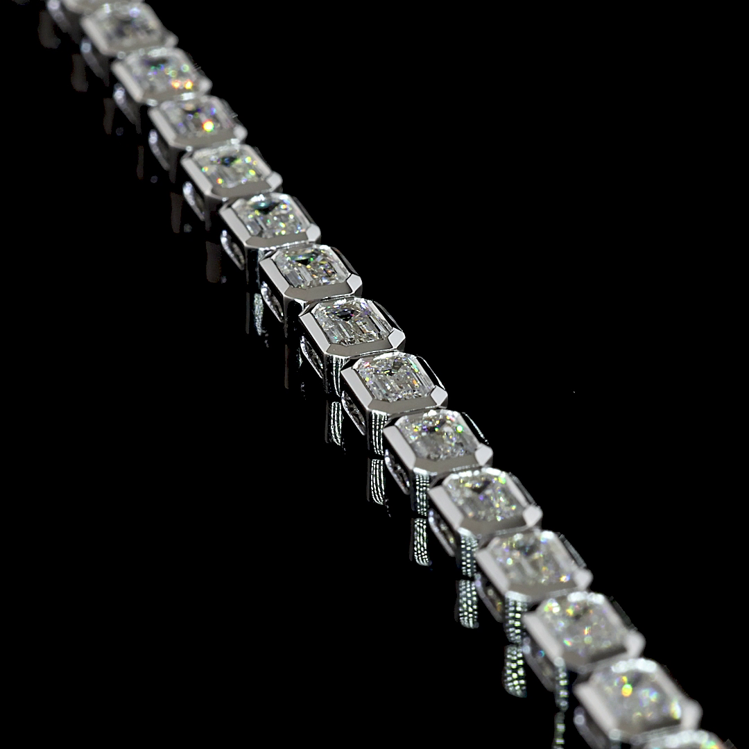 14.52 CTTW Emerald Lab Grown Diamond Tennis Necklace 18" (F Color and VS1 Clarity)