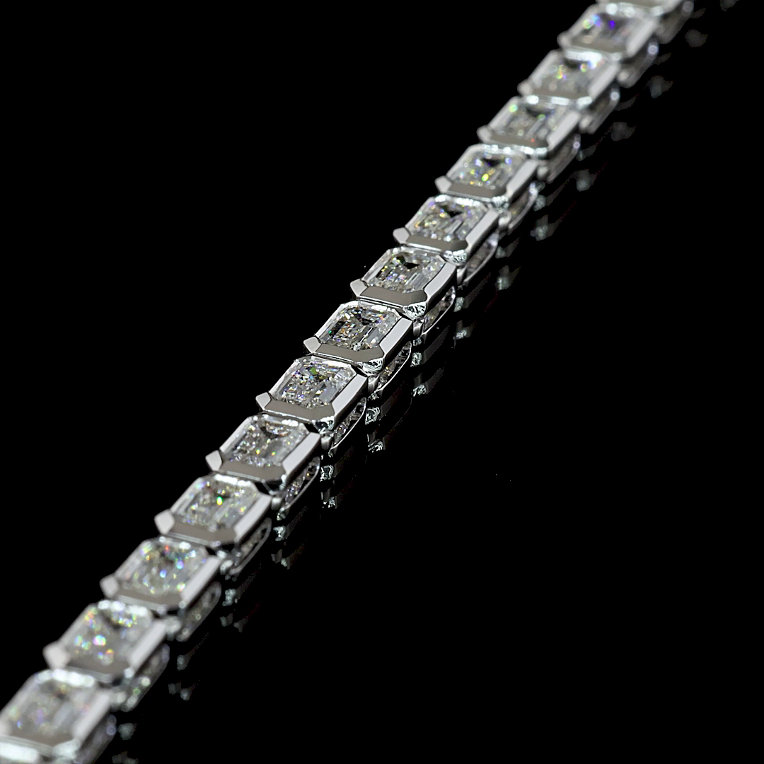14.52 CTTW Emerald Lab Grown Diamond Tennis Necklace 18" (F Color and VS1 Clarity)