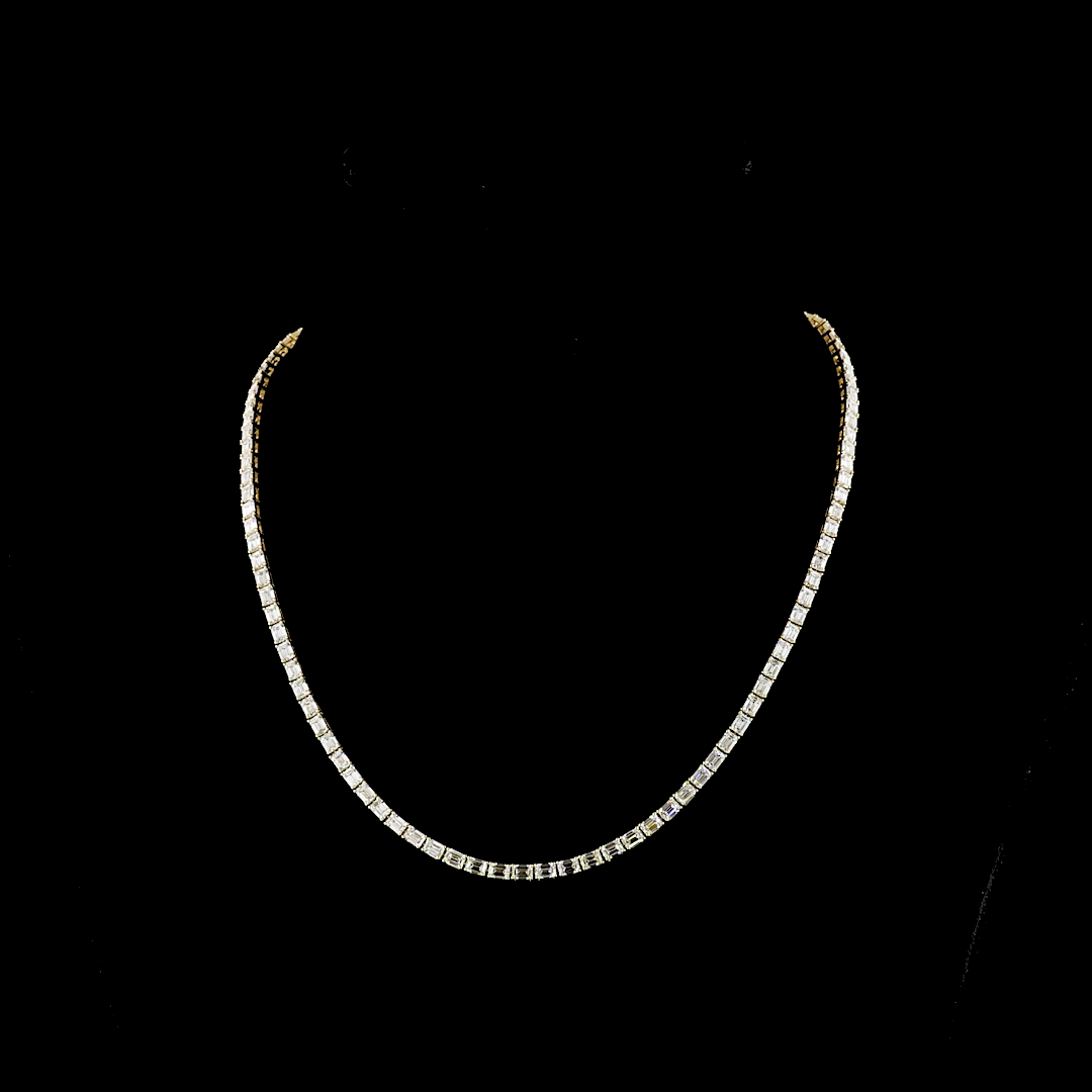 15.62 CTTW Emerald Lab Diamond Tennis Necklace (E Color and VS Clarity)