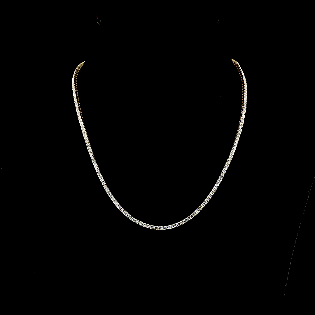7.26 CTTW Round Lab Diamond Tennis Necklace (F Color and VS2 Clarity)