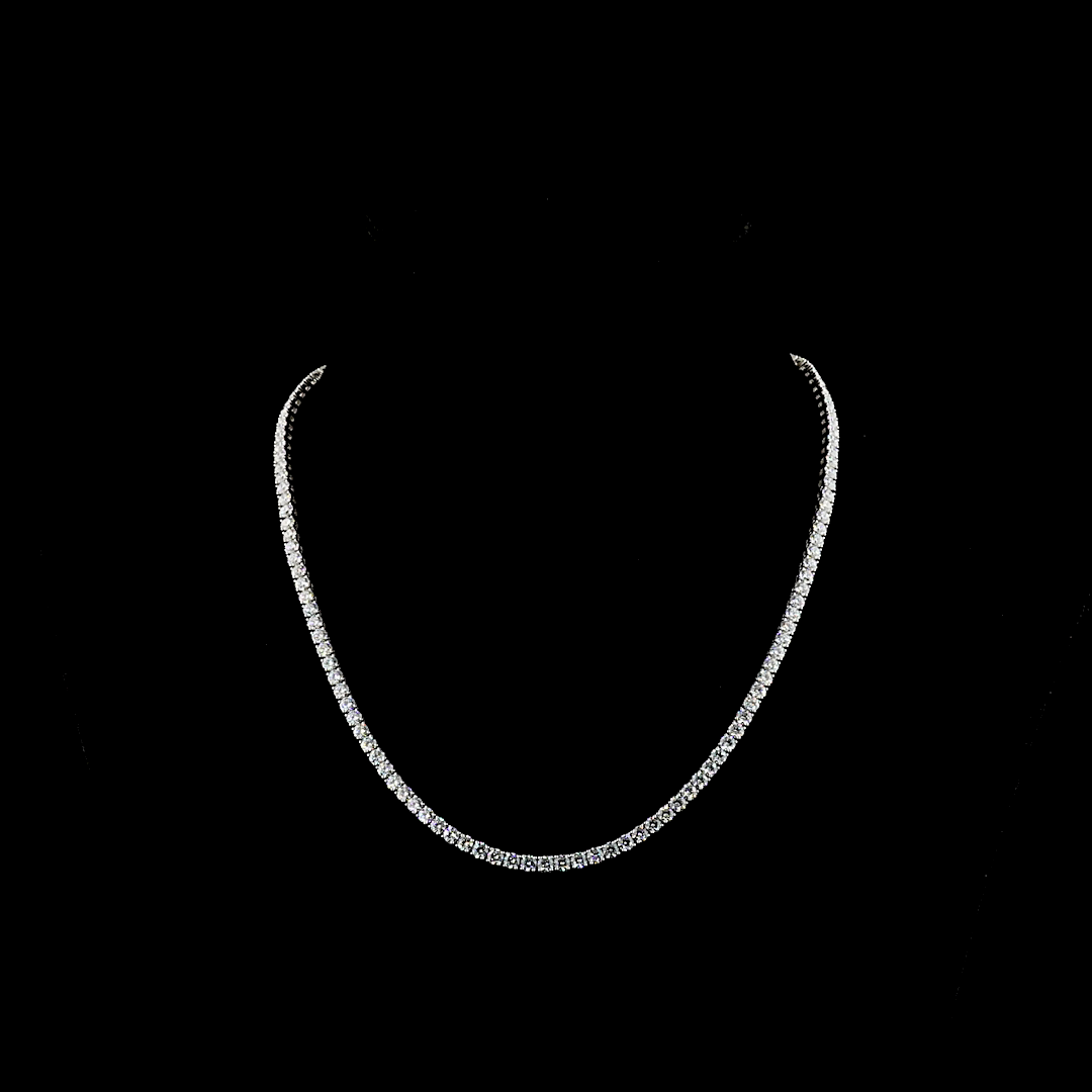 13.51 CTTW Round Lab Diamond Tennis Necklace (E Color and VS Clarity)
