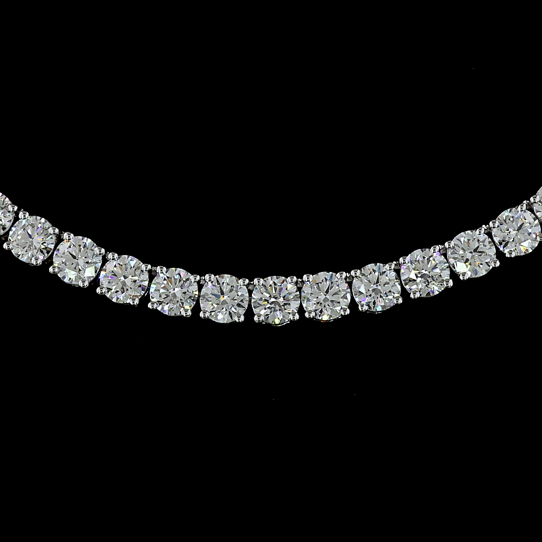 13.51 CTTW Round Lab Diamond Tennis Necklace (E Color and VS Clarity)