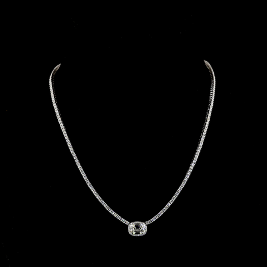 7.05 CTTW Antique Cushion Lab Grown Diamond Special Necklace 16" (E Color and VS1 Clarity)